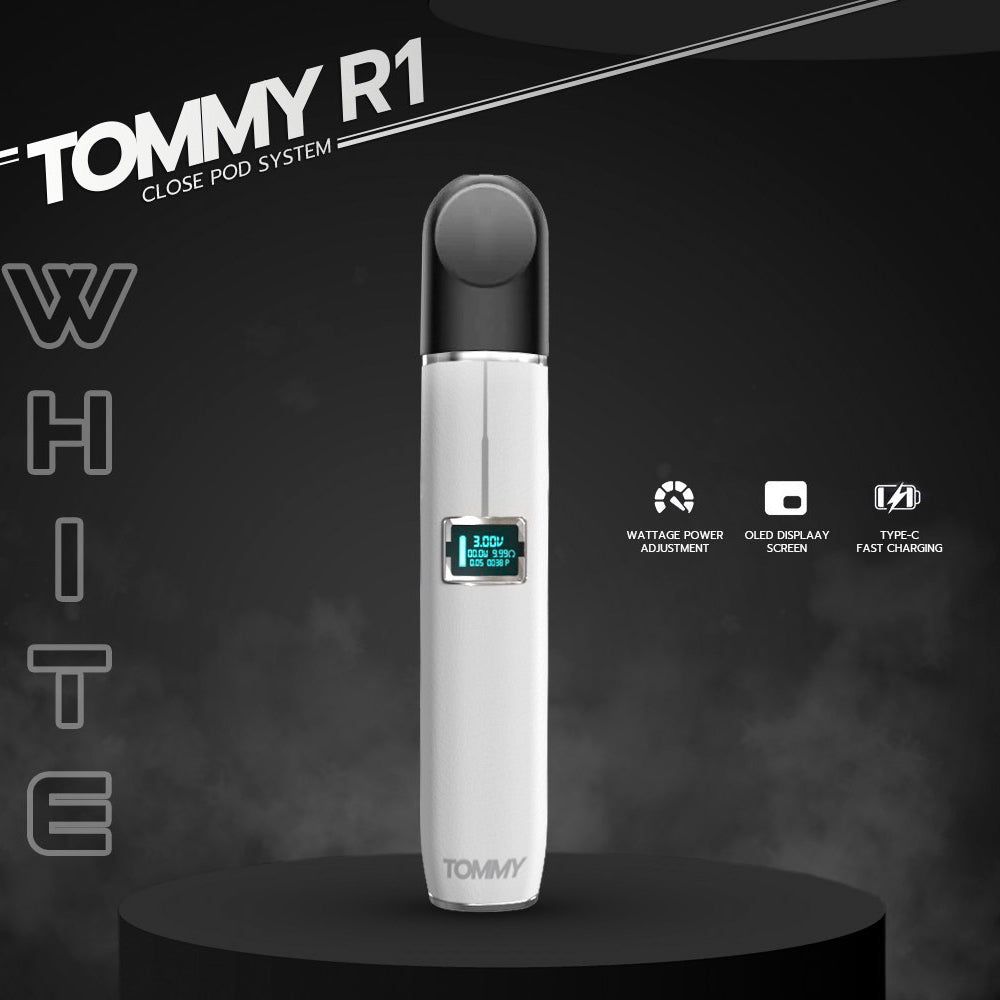 พอต TOMMY - R1-บุหรี่ไฟฟ้า-TOMMY-White-Vape Haus