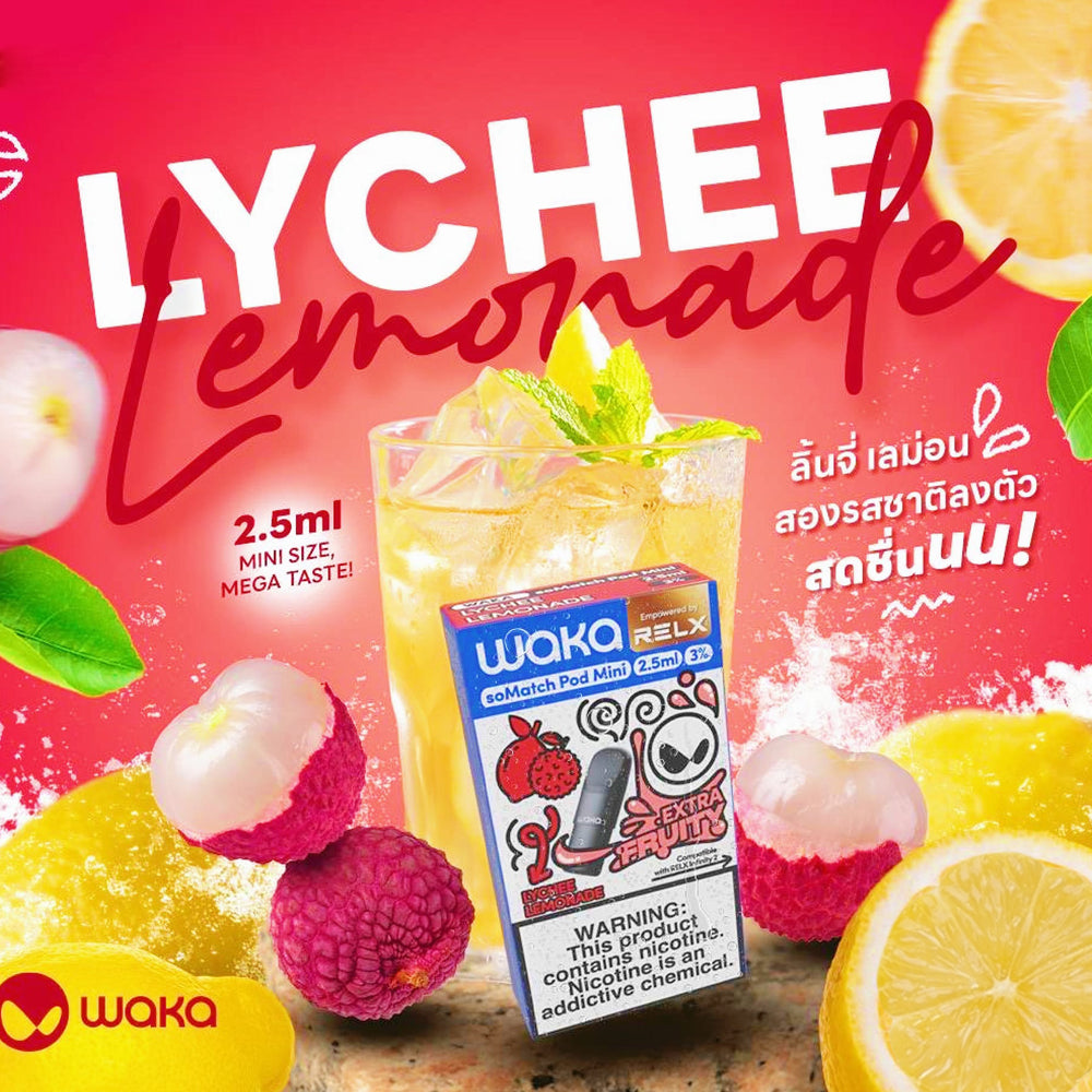 หัวพอต Relx - WAKA soMatch mini ราคาส่ง-หัวพอต-Relx-Lychee Lemonade-Vape Haus